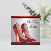 Invitation Chaussures Red High Heel Fête d'anniversaire (Debout devant)