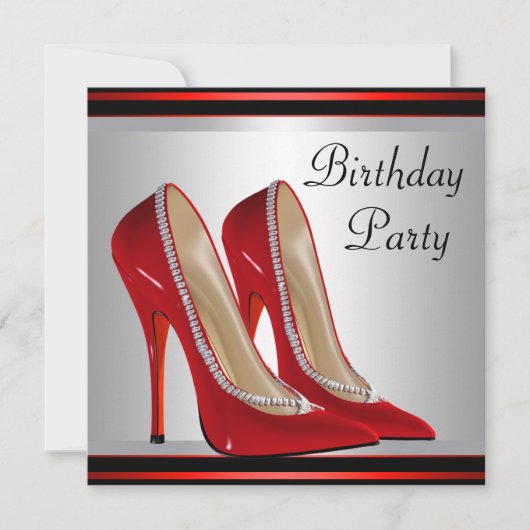 Invitation Chaussures Red High Heel Fête d'anniversaire (Devant)