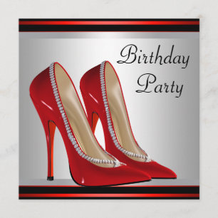 Invitation Chaussures Red High Heel Fête d'anniversaire