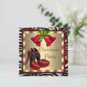 Invitation Chaussures Red High Heel Red Zebra Christmas Party (Debout devant)