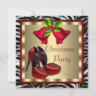 Invitation Chaussures Red High Heel Red Zebra Christmas Party