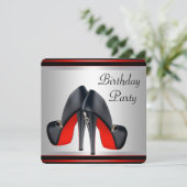 Invitation Chaussures Red High Heel Rouge et Noir fête d'anni (Debout devant)