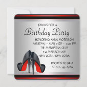 Invitation Chaussures Red High Heel Rouge et Noir fête d'anni (Dos)