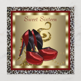 Invitation Chaussures Red High Talon Leopard Sweet sixteen An
