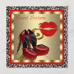 Invitation Chaussures Red High Talon Leopard Sweet sixteen An