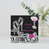 Invitation Chaussures rose 30e fête d'anniversaire Zebra Cham (Debout devant)