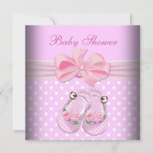 Invitation Chaussures Rose Bébé Fille Mignonne pour Baby Show