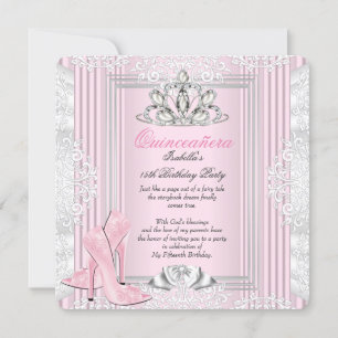 Invitation Chaussures Rose Clair pour Fête des 15 Ans de Quin