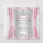 Invitation Chaussures Rose Clair pour Fête des 15 Ans Quincea (Devant)