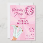 Invitation Chaussures rose funky boule disco anniversaire (Devant)