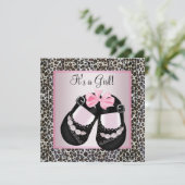 Invitation Chaussures rose Noir Pink Leopard Baby Girl Douche (Debout devant)