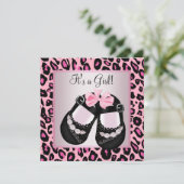 Invitation Chaussures rose Noir Pink Leopard Baby Girl Douche (Debout devant)