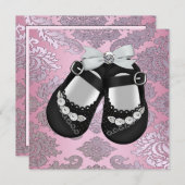 Invitation Chaussures rose Noir Rose Noir Damas Bébé fille (Devant / Derrière)