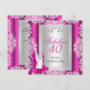Invitation Chaussures rose vif pour une fête d'anniversaire f