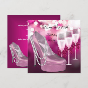 Invitation Chaussures roses à talons hauts Champagne pour 30 