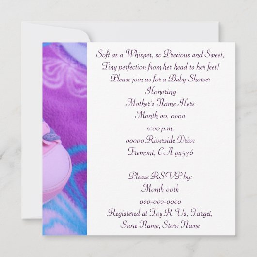 Invitation Chaussures roses d'invitations douces précieuses (Dos)