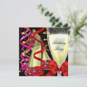 Invitation Chaussures Roses Rouges Sequins Anniversaire (Debout devant)