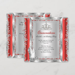 Invitation Chaussures rouges argentées pour les 15 ans de Qui