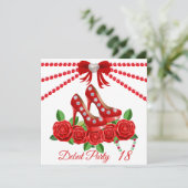 Invitation Chaussures Rouges, Bijoux Et Fleur Rose 18e Annive (Debout devant)