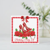 Invitation Chaussures Rouges, Bijoux Et Fleur Rose 18e Annive (Debout devant)