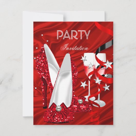 Invitation Chaussures Rouges pour Fête d'Anniversaire (Devant)