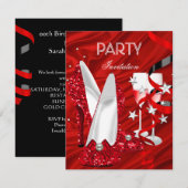 Invitation Chaussures Rouges pour Fête d'Anniversaire (Devant / Derrière)