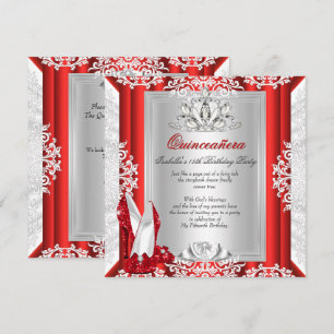 Invitation Chaussures rouges pour fête de 15 ans Glitter Quin