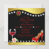 Invitation Chaussures rouges, vin & bijoux Tout événement (Dos)