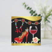 Invitation Chaussures rouges, vin et bijoux 40e anniversaire (Debout devant)