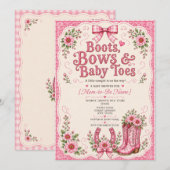 Invitation Chaussures, Rubans et Petits Pieds de Bébé Fille B (Devant / Derrière)
