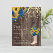 Invitation Chaussures Rustique Tournesol Roses Bleues 21e Ann (Debout devant)