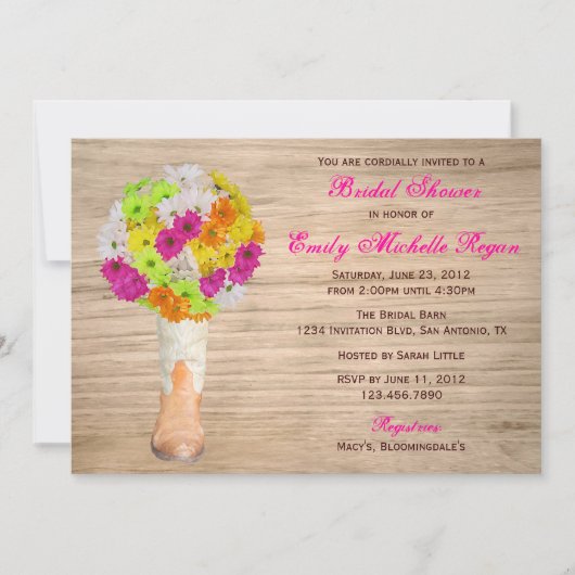Invitation Chaussures rustiques de campagne et Bridal Shower (Devant)