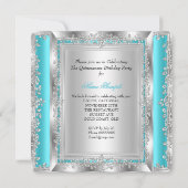Invitation Chaussures sarcelle argent pour fête des 15 ans de (Dos)