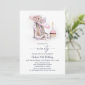 Invitation Chaussures Stiletto Fleur Rose 90e Anniversaire (Debout devant)