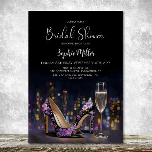 Invitation Chaussures Stiletto Fleuris Violettes Enterrement
