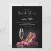 Invitation Chaussures Stiletto Fleurs Roses pour Enterrement  (Devant)