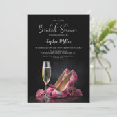 Invitation Chaussures Stiletto Fleurs Roses pour Enterrement  (Debout devant)