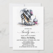 Invitation Chaussures Stiletto Rayées 21e Anniversaire (Devant)