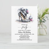 Invitation Chaussures Stiletto Rayées 40e Anniversaire (Debout devant)