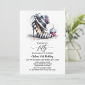 Invitation Chaussures Stiletto Rayées 50e Anniversaire (Debout devant)