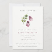 Invitation Chaussures vert rose mignonne Baby shower Foliage  (Devant)