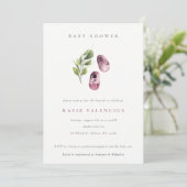 Invitation Chaussures vert rose mignonne Baby shower Foliage  (Debout devant)