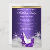 Invitation Chaussures violet haute talon argent Soeur Anniver (Devant)