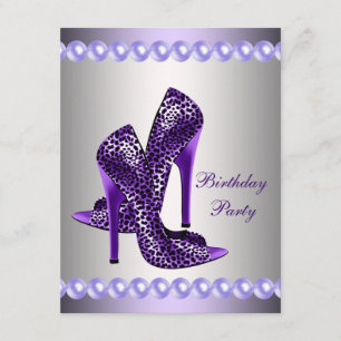 Invitation Chaussures violet haute talons fête d'anniversaire