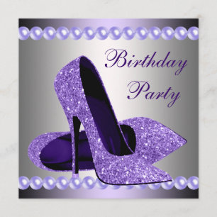 Invitation Chaussures violet haute talons fête d'anniversaire