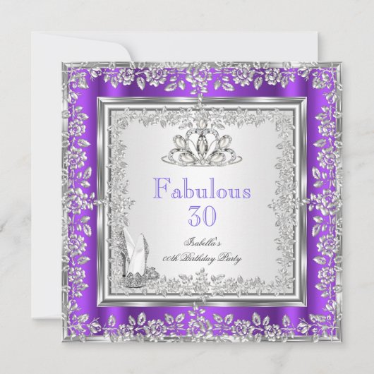 Invitation Chaussures Violettes Argentées Fête Incroyable 30 (Devant)