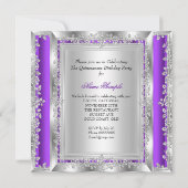 Invitation Chaussures violettes argentées pour les 15 ans de  (Dos)