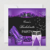 Invitation Chaussures violettes léopard noir pour enterrement (Devant)
