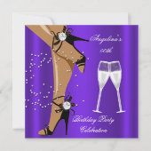 Invitation Chaussures violettes noires Champagne Verre fête d (Devant)