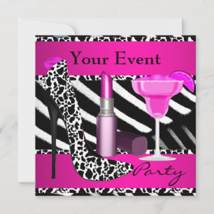 Invitation Chaussures Zèbres Événement Fête Maquillage Lèvre 